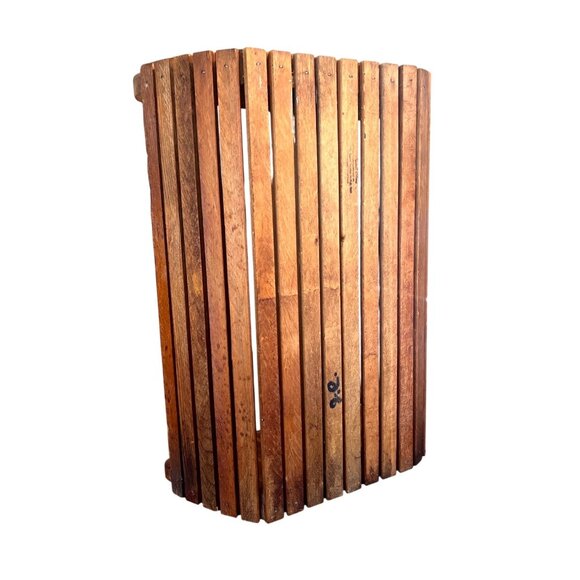 Vtg 18" Wooden Sawmill Critters Mallard Duck Slatted Wood Carry Basket Rustic Co - Picture 7 of 8